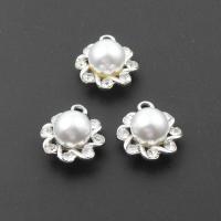 Zinc Alloy Flower Pendants, plated, DIY, silver color, 17*17*12mm Approx 2mm 
