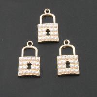 Zinc Alloy Lock Pendants, plated, DIY, golden, 13*20*4mm Approx 2mm 
