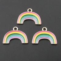 Zinc Alloy Enamel Pendants, Rainbow, plated, DIY, multi-colored, 14*24*1.5mm Approx 2mm 