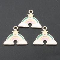 Zinc Alloy Enamel Pendants, Rainbow, plated, DIY, multi-colored, 19*13*1.2mm Approx 2mm 