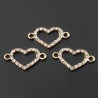 Rhinestone Zinc Alloy Connector, Heart, plated, DIY, golden, 15*12*2mm Approx 2mm 