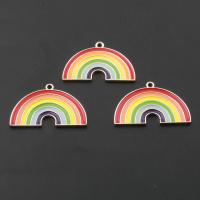 Zinc Alloy Enamel Pendants, Rainbow, plated, DIY, multi-colored, 33*28*2mm Approx 2mm 