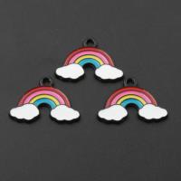 Zinc Alloy Enamel Pendants, Rainbow, plated, DIY, multi-colored, 22*13*1.5mm Approx 2mm 