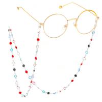 Brass Glasses Chain, with Rubber & Glass, plated, Unisex 750mm 