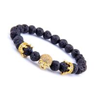 Hematite Bracelets, Black Magnetic Stone, with Lava & Glass, plated & Unisex 8mm Approx 7.48 Inch 
