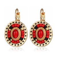 Turquoise Zinc Alloy Earring, with Seedbead & turquoise, gold color plated, for woman, red 