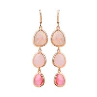 Brass Drop Earring, with Crystal, gold color plated, for woman 