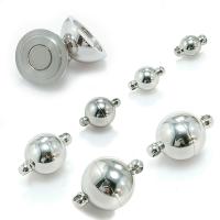 Round Stainless Steel Magnetic Clasp, plated, with magnetic 