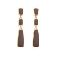 Enamel Zinc Alloy Drop Earring, with 925 Sterling Silver, gold color plated, for woman, red 