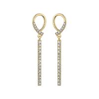 Zinc Alloy Drop Earring, with 925 Sterling Silver, gold color plated, for woman & with rhinestone, 53mm 
