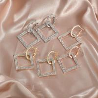 Huggie Hoop Drop Earring, Zinc Alloy, plated, for woman & with rhinestone 