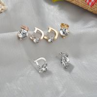 arete de aleación de zinc con diamante de imitación, chapado, para mujer & con diamantes de imitación, más colores para la opción, 15.5mm, Vendido por Par