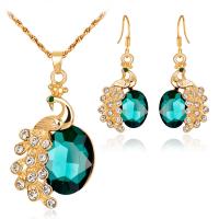 Fashion Zinc Alloy Jewelry Sets, earring & necklace, with Crystal, 2 pieces & fashion jewelry 
