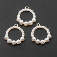 Zinc Alloy Jewelry Pendants, with pearl, Round, plated, DIY, rose gold color, 21*21*5mm Approx 2mm 
