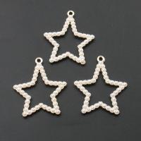 Zinc Alloy Star Pendant, with pearl, plated, DIY, golden, 28*30*3mm Approx 2mm 