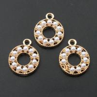 Zinc Alloy Jewelry Pendants, with pearl, Round, plated, DIY, golden, 15*16*3mm Approx 2mm 