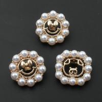 Zinc Alloy Jewelry Pendants, with pearl, Round, plated, DIY, golden, 24*24*6mm Approx 2mm 