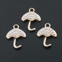 Zinc Alloy Jewelry Pendants, with pearl, Umbrella, plated, DIY, golden, 18*16*3mm Approx 2mm 