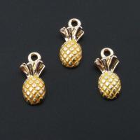 Zinc Alloy Enamel Pendants, Pineapple, plated, DIY, golden, 9*15*5mm Approx 2mm 