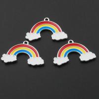 Zinc Alloy Enamel Pendants, Rainbow, plated, DIY, multi-colored, 26*15*2mm Approx 2mm 
