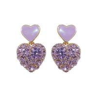 Zinc Alloy Rhinestone Drop Earring, gold color plated & for woman & enamel & with rhinestone 