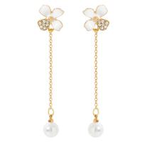 Zinc Alloy Rhinestone Drop Earring, gold color plated, for woman & enamel & with rhinestone, 55mm 