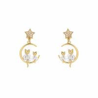 Zinc Alloy Rhinestone Drop Earring, gold color plated, micro pave cubic zirconia & for woman 