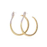 Forage d'alliage de zinc boucles d'oreilles, beignet, Placage de couleur d'or, pour femme & avec strass, 83mm, Vendu par paire