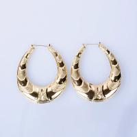 Mode Eisen Prise Kreis Ohrringe, goldfarben plattiert, für Frau, 75x90mm, verkauft von Paar