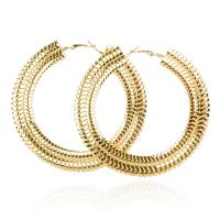 Iron Hoop Earring, Donut, gold color plated, for woman, 80mm 