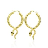 Zinc Alloy Hoop Earring, Snake, gold color plated, for woman 