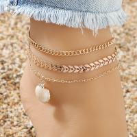 Zinc Alloy Anklet, with Shell, fashion jewelry & multilayer, gold, 30cm 