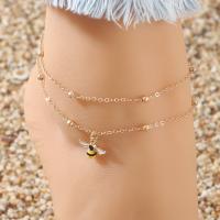 Zinc Alloy Anklet, with enamel, fashion jewelry & multilayer, gold, 30cm 