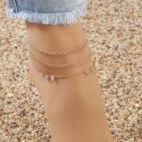 Zinc Alloy Anklet, fashion jewelry & multilayer, gold, 35cm 