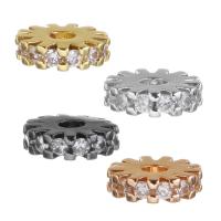 Brass Spacer Beads, plated, fashion jewelry & DIY & with cubic zirconia Approx 2mm 