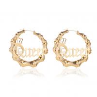 Zinc Alloy Hoop Earring, fashion jewelry & for woman, gold, 90mm 