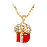 Rhinestone Zinc Alloy Necklace, gold color plated, for woman & with rhinestone, red .74 Inch 