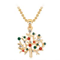 Rhinestone Zinc Alloy Necklace, gold color plated, for woman & with rhinestone, multi-colored .53 Inch 