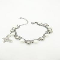 Stainless Steel Charm Bracelet, silver color plated, for woman .08 Inch 