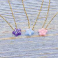 Stainless Steel Jewelry Necklace, with Resin, Star, fashion jewelry & DIY 45+5CM 