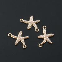 Zinc Alloy Charm Connector, with pearl, Starfish, plated, DIY, golden, 17*15*2.5mm Approx 2mm 