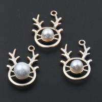 Zinc Alloy Jewelry Pendants, with pearl, plated, DIY, golden, 20*30*13mm Approx 2mm 