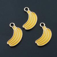 Zinc Alloy Enamel Pendants, Banana, plated, DIY, yellow, 10*17*1mm Approx 2mm 