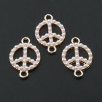 Zinc Alloy Charm Connector, with pearl, Round, plated, DIY, golden, 12*12*2mm Approx 2mm 