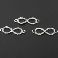 Rhinestone Zinc Alloy Connector, Number 8, plated, DIY, silver color, 10*21*1mm Approx 2mm 