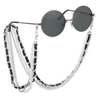 Zinc Alloy Glasses Chain, with Silicone & Plastic Pearl, plated, Unisex 700mm 