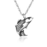 Stainless Steel Cinerary Casket Pendant, Fish, polished, Unisex 