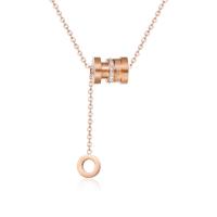 Stainless Steel Jewelry Necklace, Fish, rose gold color plated, polished & for woman & with rhinestone Approx 19.68 Inch 
