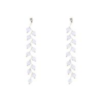 Brass Drop Earring, with Crystal, fashion jewelry & for woman, white, 8.4cm 
