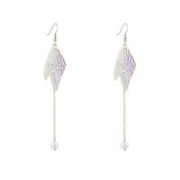 Messing Tropfen Ohrring, mit Kunststoff Perlen, Modeschmuck & für Frau, goldfarben, 10.6cmX2.4cm, verkauft von Paar